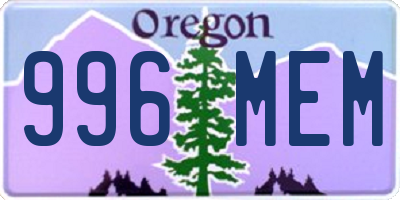 OR license plate 996MEM