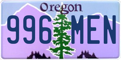 OR license plate 996MEN