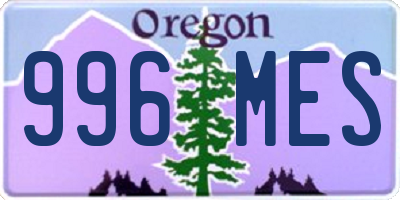 OR license plate 996MES