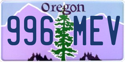 OR license plate 996MEV