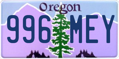 OR license plate 996MEY