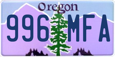 OR license plate 996MFA