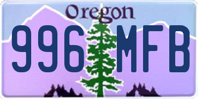 OR license plate 996MFB