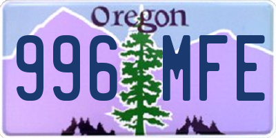 OR license plate 996MFE