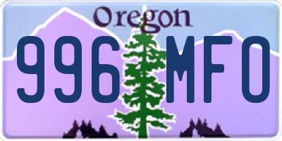 OR license plate 996MFO