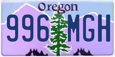 OR license plate 996MGH