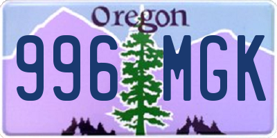 OR license plate 996MGK