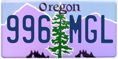 OR license plate 996MGL