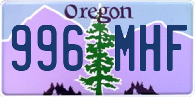 OR license plate 996MHF