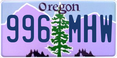 OR license plate 996MHW