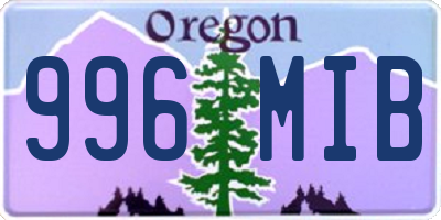 OR license plate 996MIB