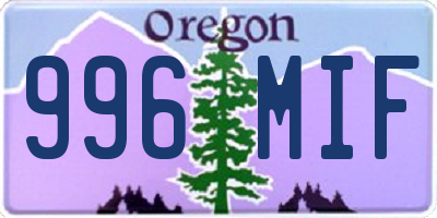 OR license plate 996MIF