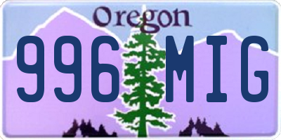 OR license plate 996MIG