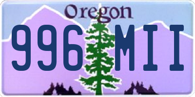 OR license plate 996MII