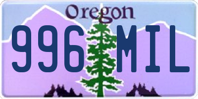 OR license plate 996MIL