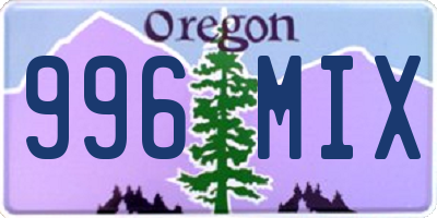 OR license plate 996MIX