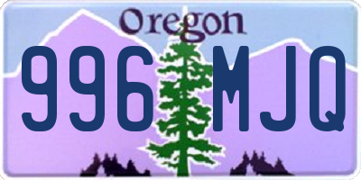 OR license plate 996MJQ