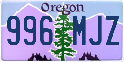 OR license plate 996MJZ