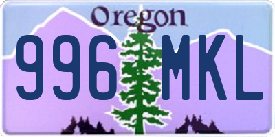 OR license plate 996MKL