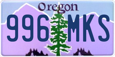 OR license plate 996MKS