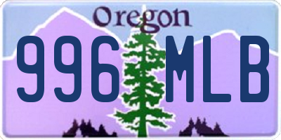 OR license plate 996MLB