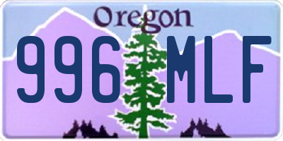 OR license plate 996MLF