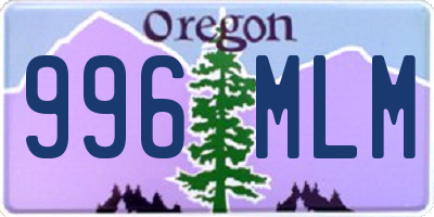 OR license plate 996MLM