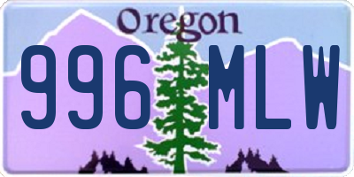 OR license plate 996MLW