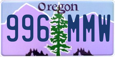 OR license plate 996MMW