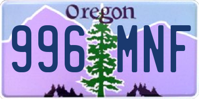 OR license plate 996MNF