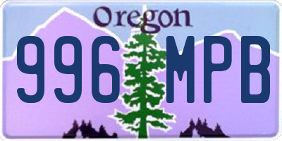 OR license plate 996MPB