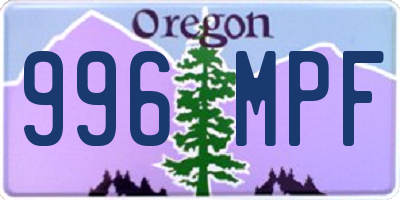 OR license plate 996MPF