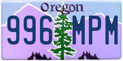 OR license plate 996MPM