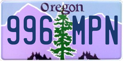 OR license plate 996MPN