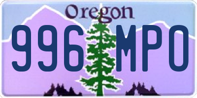 OR license plate 996MPO