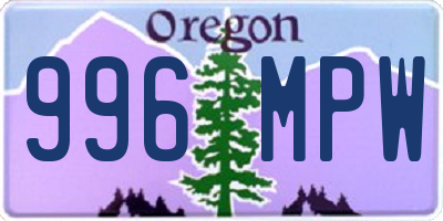 OR license plate 996MPW