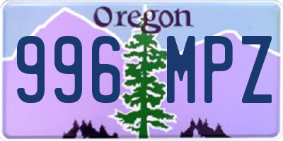 OR license plate 996MPZ