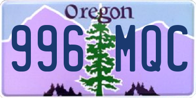 OR license plate 996MQC