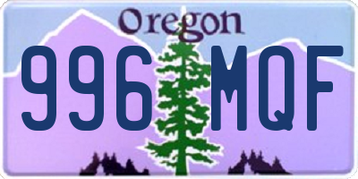 OR license plate 996MQF