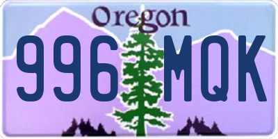 OR license plate 996MQK