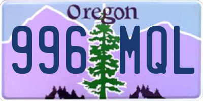OR license plate 996MQL
