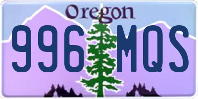 OR license plate 996MQS