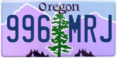 OR license plate 996MRJ