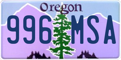 OR license plate 996MSA