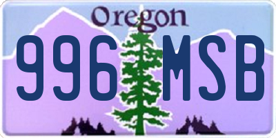 OR license plate 996MSB