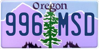 OR license plate 996MSD