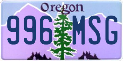 OR license plate 996MSG