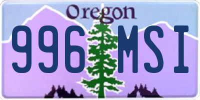 OR license plate 996MSI