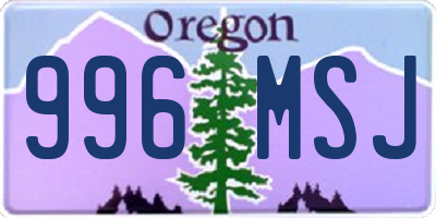 OR license plate 996MSJ