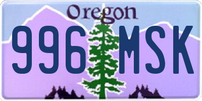 OR license plate 996MSK